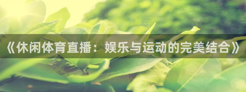 《休闲体育直播：娱乐与运动的完美结合》